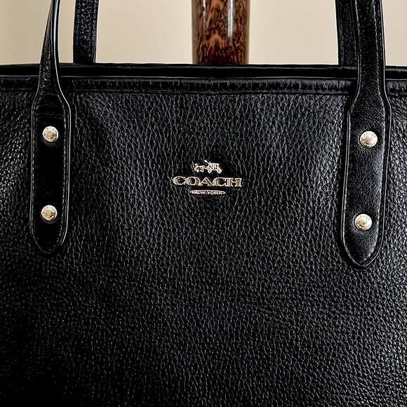 EUC Coach Zip Tote.Laptop Bag - Black Pebble ALL Leather - Mid 2000s - EUC - Picture 3 of 12